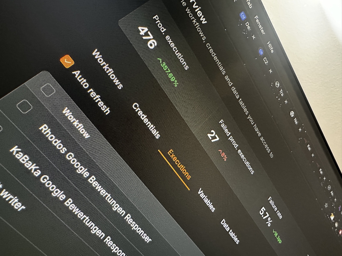 Echtes n8n-Backoffice von KaBaKa, live im Einsatz